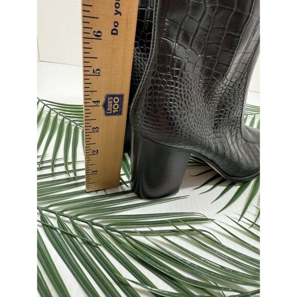 Andre Assous Women's Brown Leather Vilica Croc Print Chelsea Boots Size 7 NWOB - Picture 5 of 12